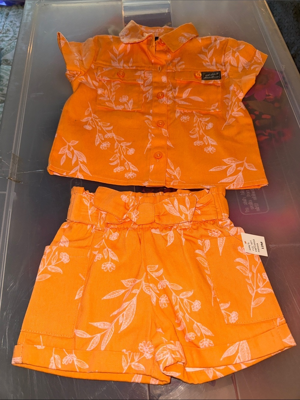 Eddie Bauer Orange Floral Two-Piece Kids Set